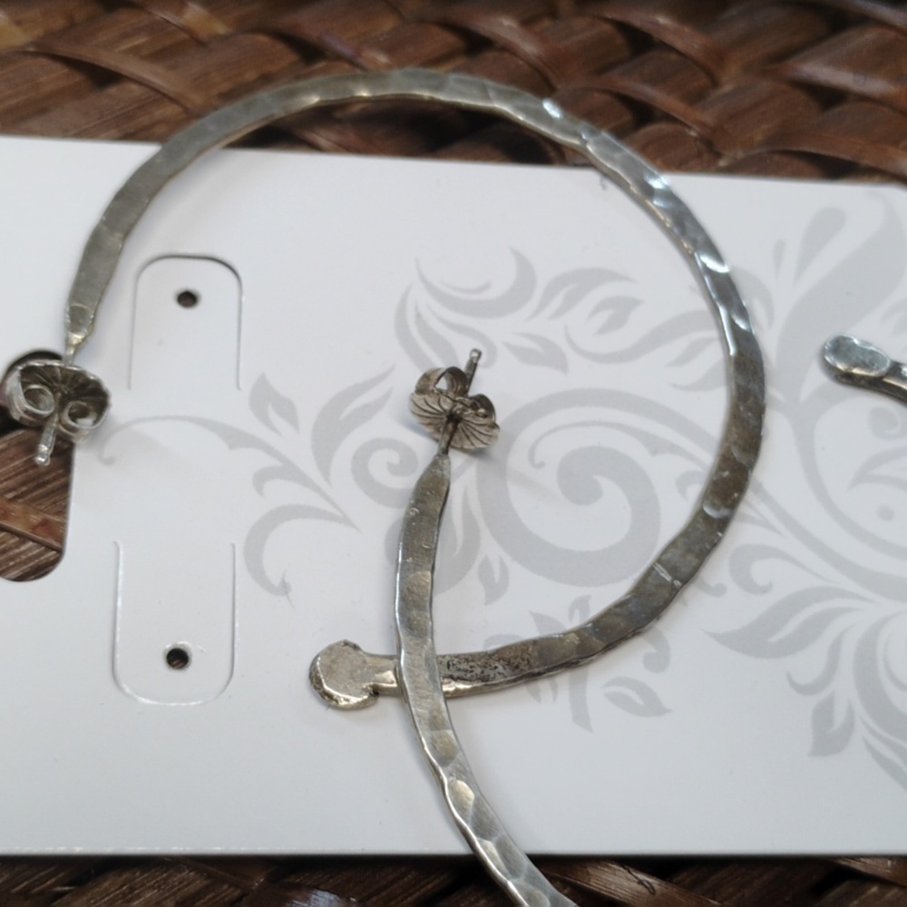 925 Hammered Hoops - Picture 3 of 3